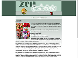 Zen Garden company's website annuals page for the in tones of  green and white